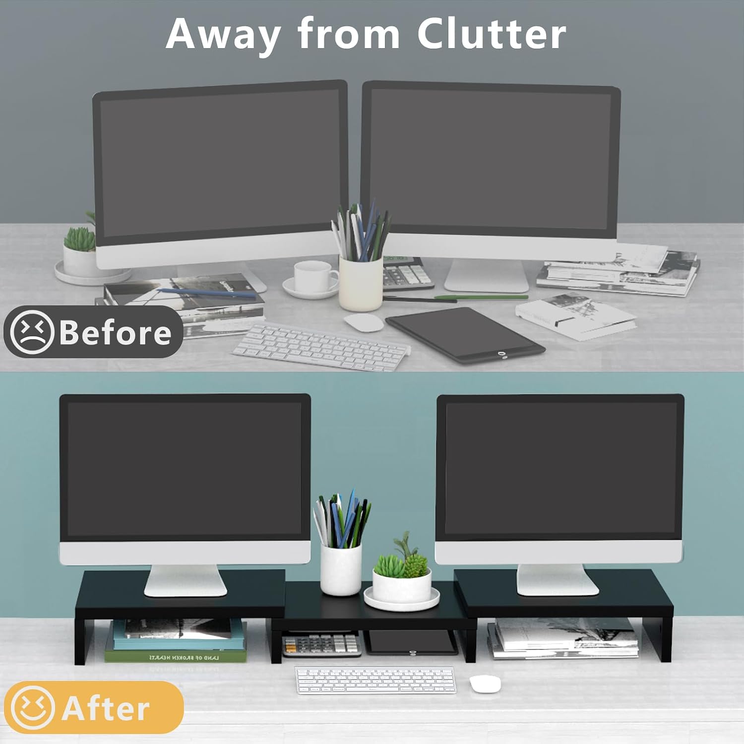 Detalle 2 de TAVR Dual Monitor Stand Riser for 2 Monitors 43.3" ๐ฅ
