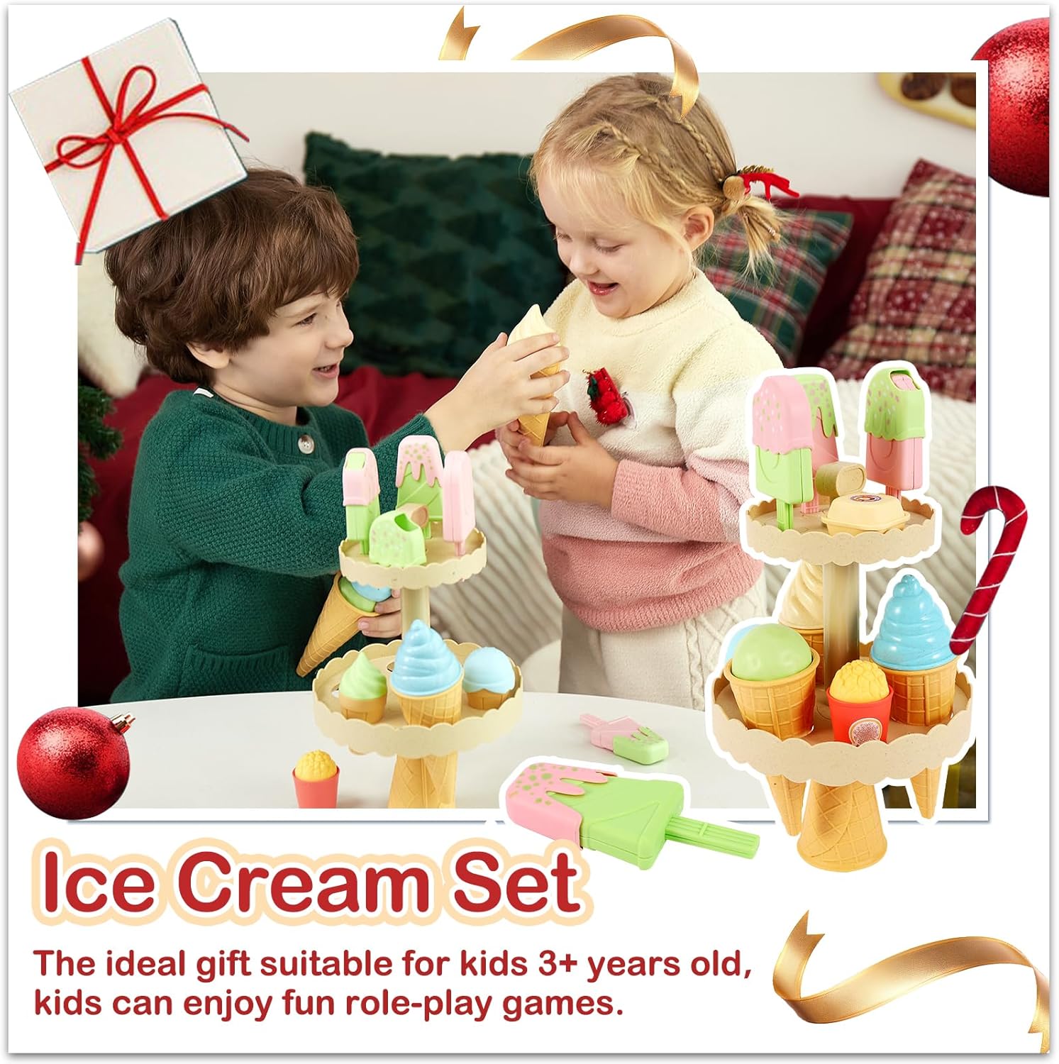 Thumbnail 5 de AOLEVA Eis-Spielzeug für Kinder: Zubehör für Kinder-Eisdiele ab 3 Jahren