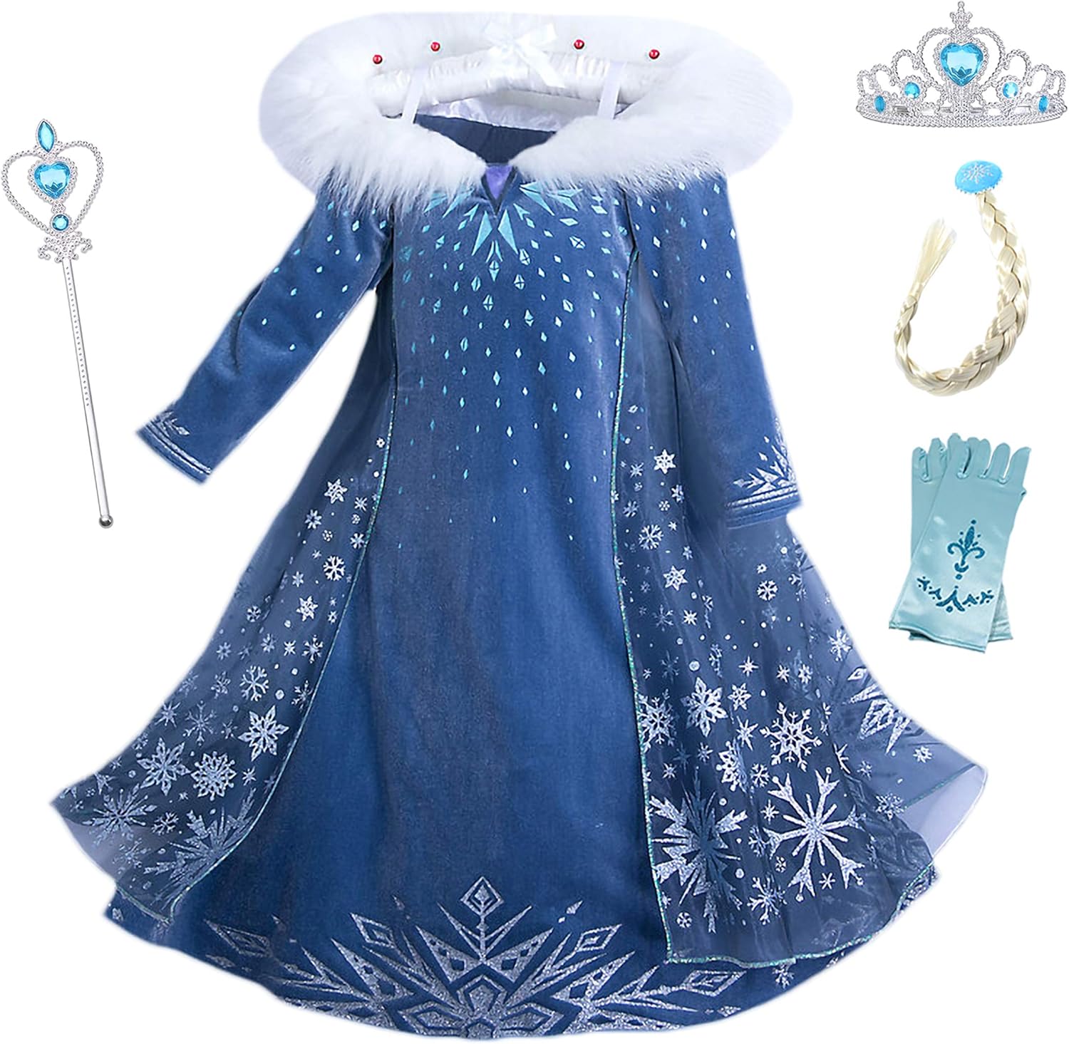 Eleasica Vestido Elsa Niña Azul
