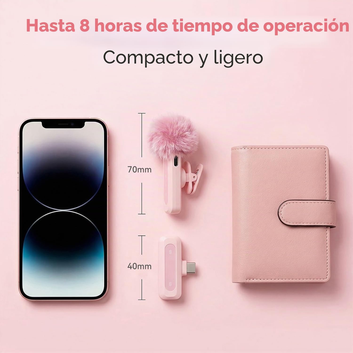 Thumbnail 4 de kinmaizi Mini Micrófono Inalámbrico de Solapa Rosa para Móvil