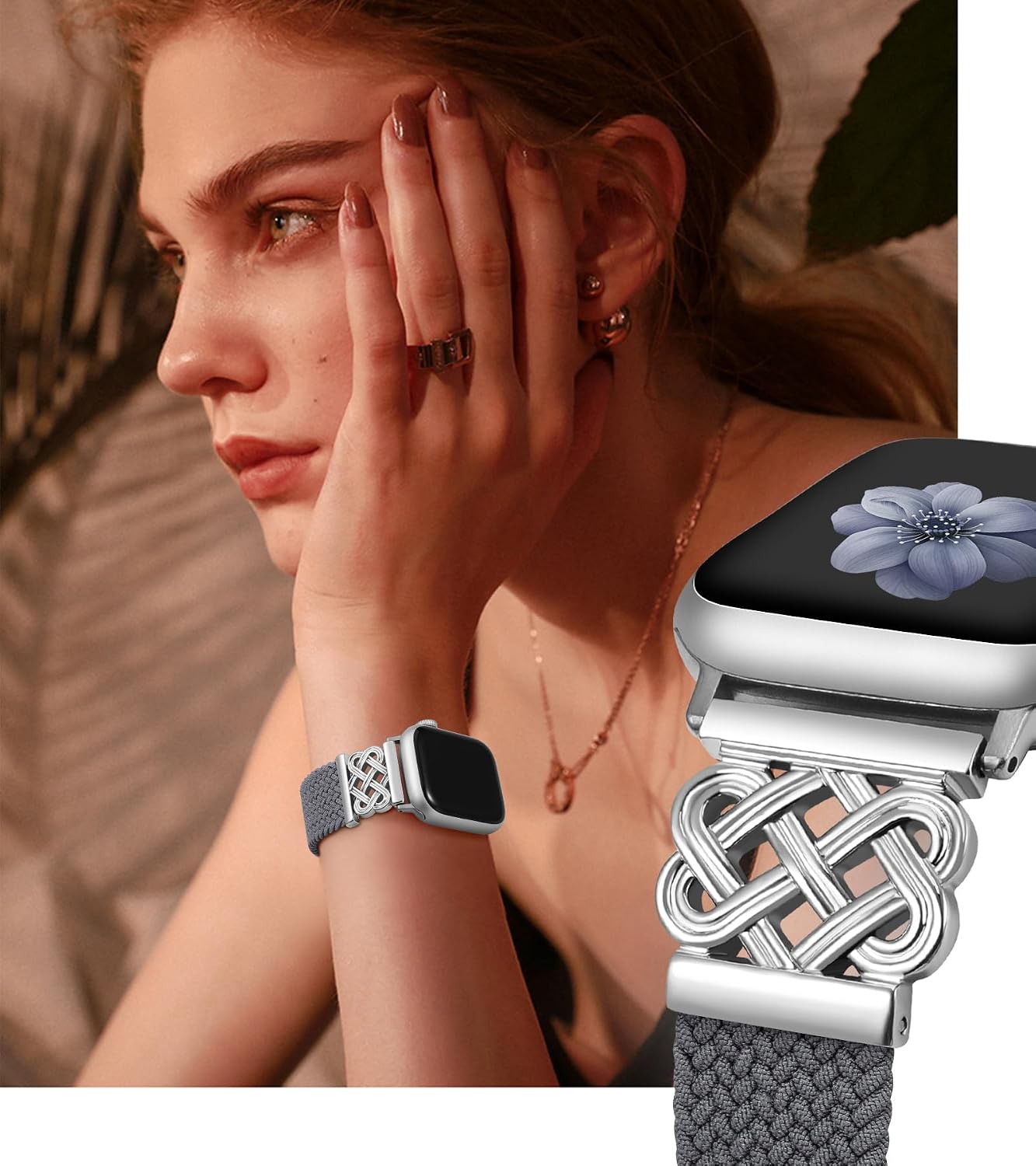 Detalle 2 de TOYOUTHS U71-LQ-AWB333-001 Braided Apple Watch Band with Magnetic Clasp