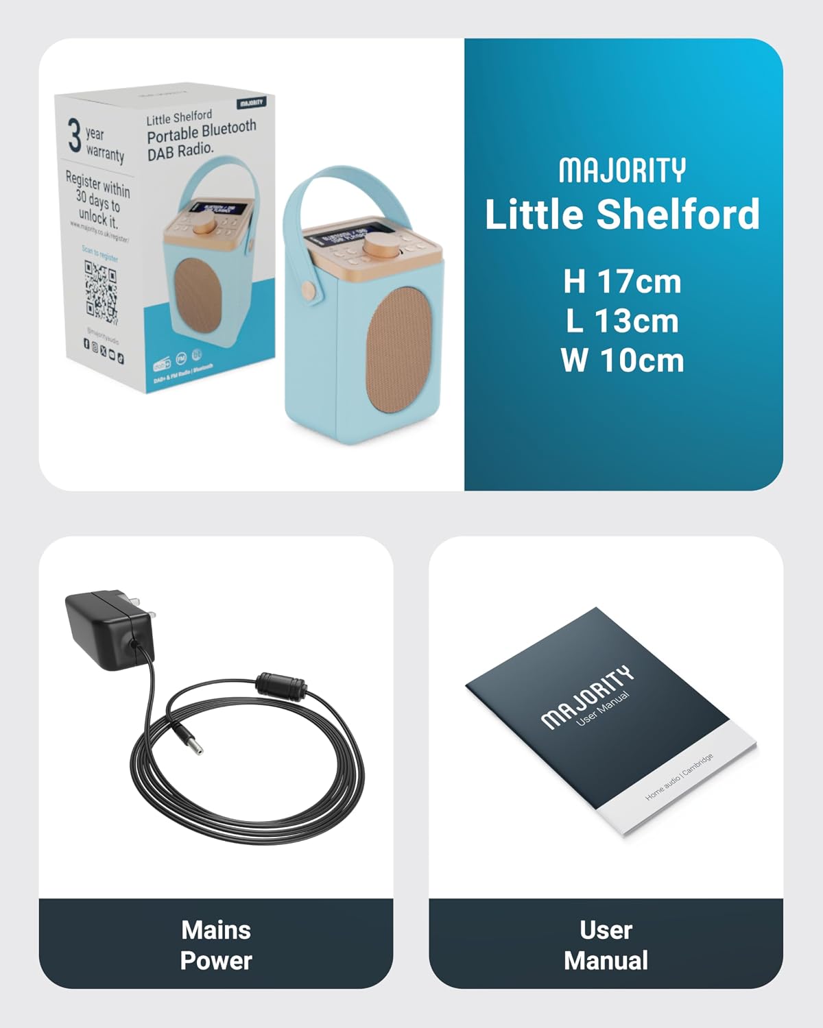 Thumbnail 6 de MAJORITY Little Shelford Portable DAB+ Radio with Bluetooth (Duck Egg)