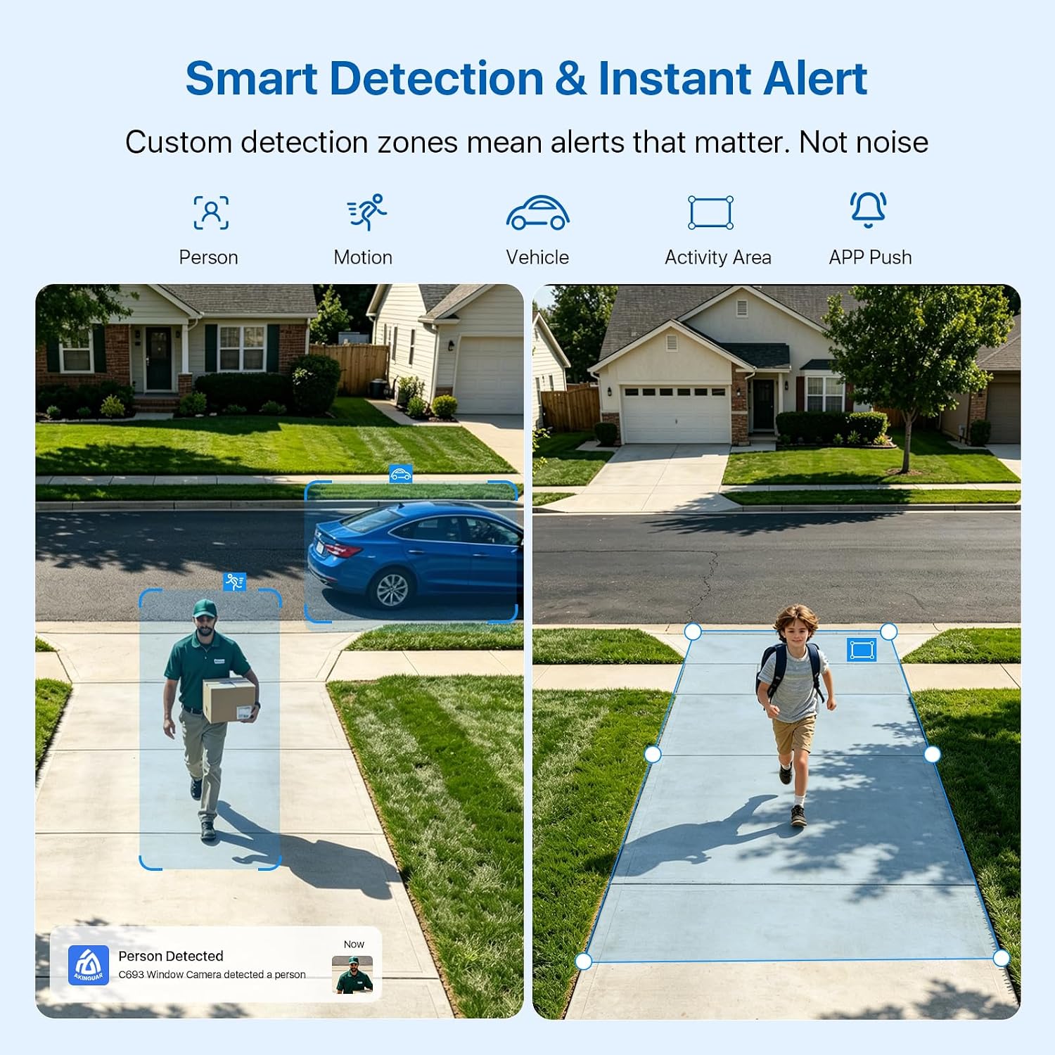 Detalle de AKINGUAR 2K 3MP Window Camera for Home Security (2 Pack) w/ Dual-Band WiFi, Full Colour Night Vision, AI Detection