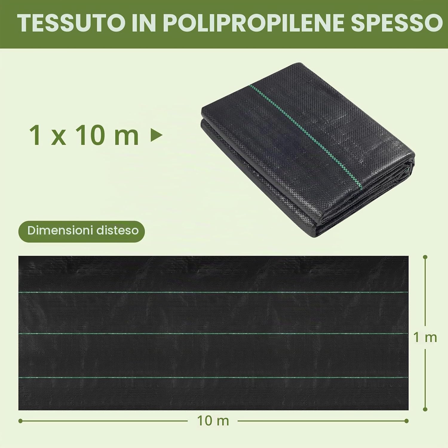 Detalle de Velway Telo Pacciamatura 1x10M - 100g/m², Telo Anti Erbacce PP Durevole e Permeabile