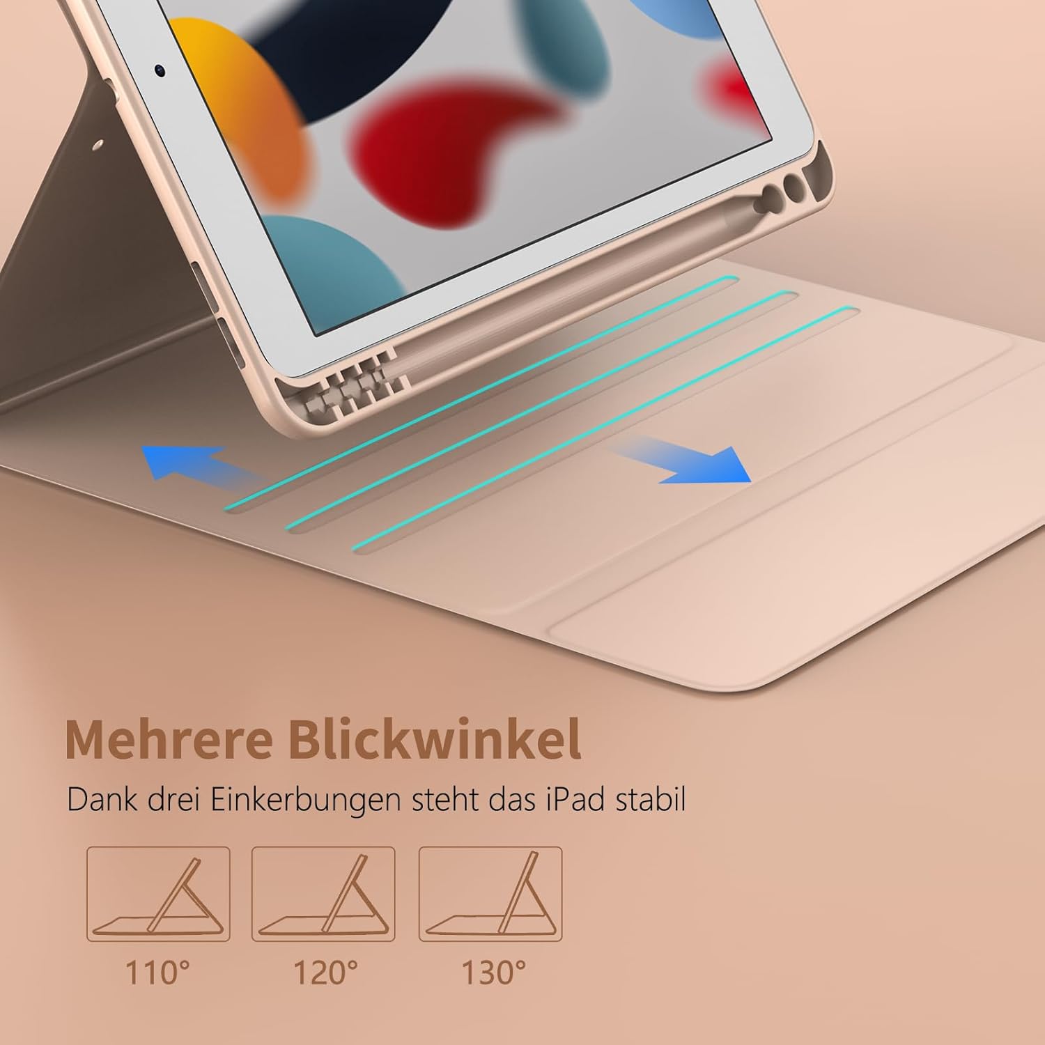 Detalle de TQQ Tastaturhülle für iPad 10.2 Zoll (9/8/7 Gen) + iPad Air 3. Gen und Pro 10.5 – Abnehmbare BT-Tastatur, Deutsches QWERTZ-Layout