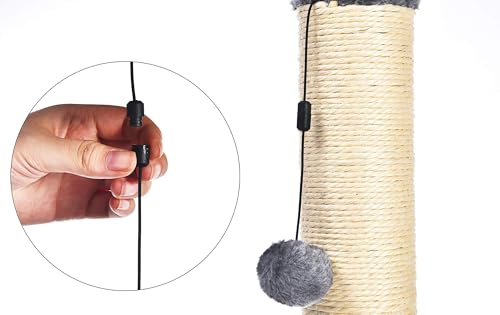 Detalle de Amazon Basics Arbre à chat d'intérieur standard avec jouet suspendu — gris, 80 cm