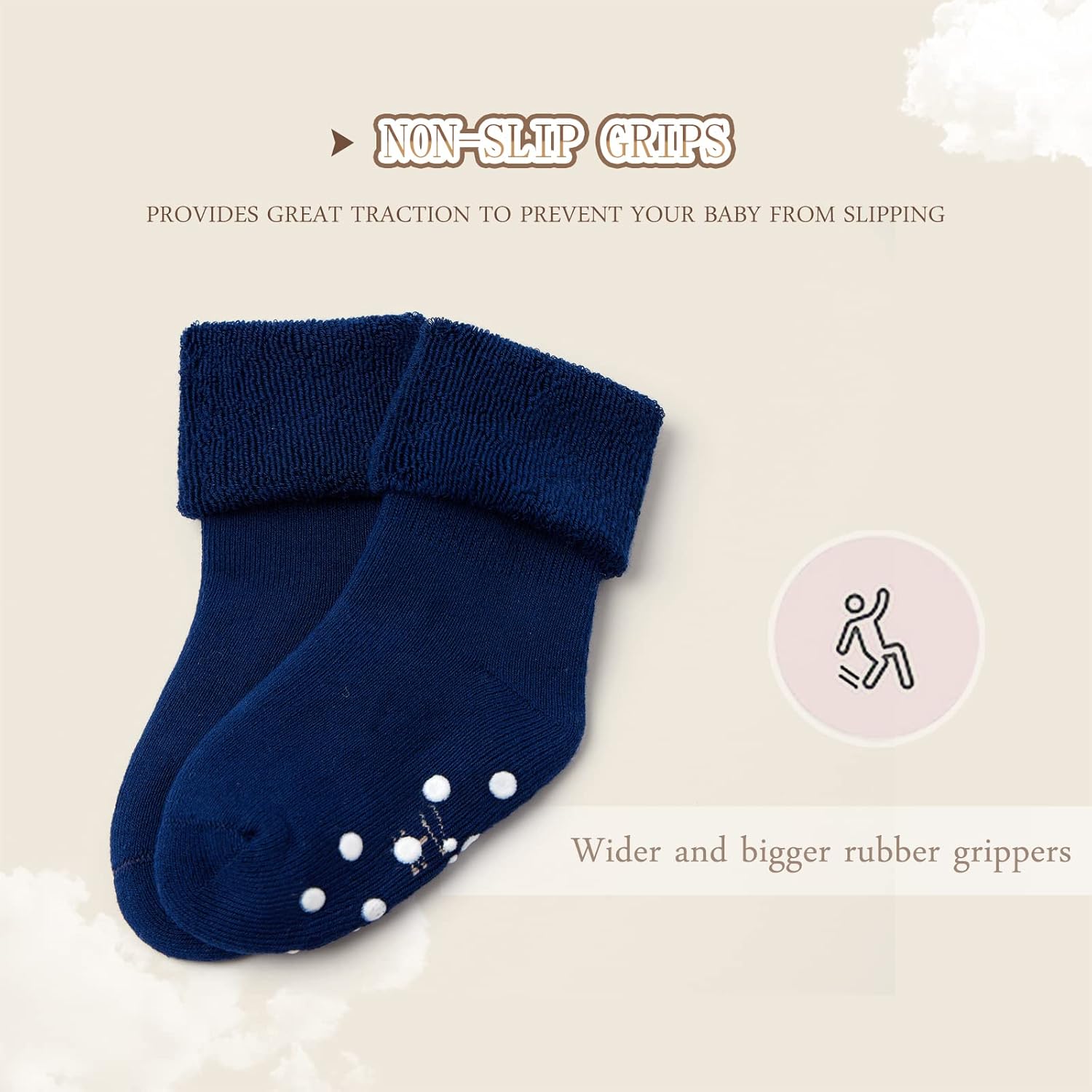 Thumbnail 3 de Aisyee Baby Non Slip Socks Thick Winter Warm Socks Multipack (6 Pairs)