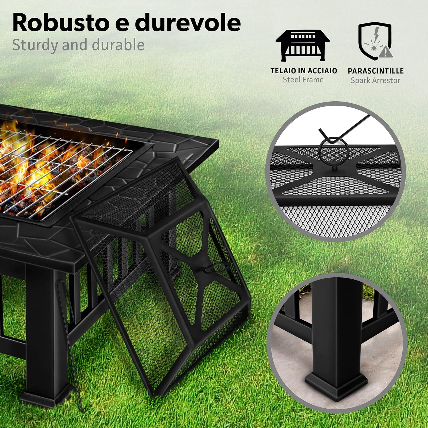 Thumbnail 2 de Tillvex Braciere con Parascintille e Griglia 3 in 1 per giardino