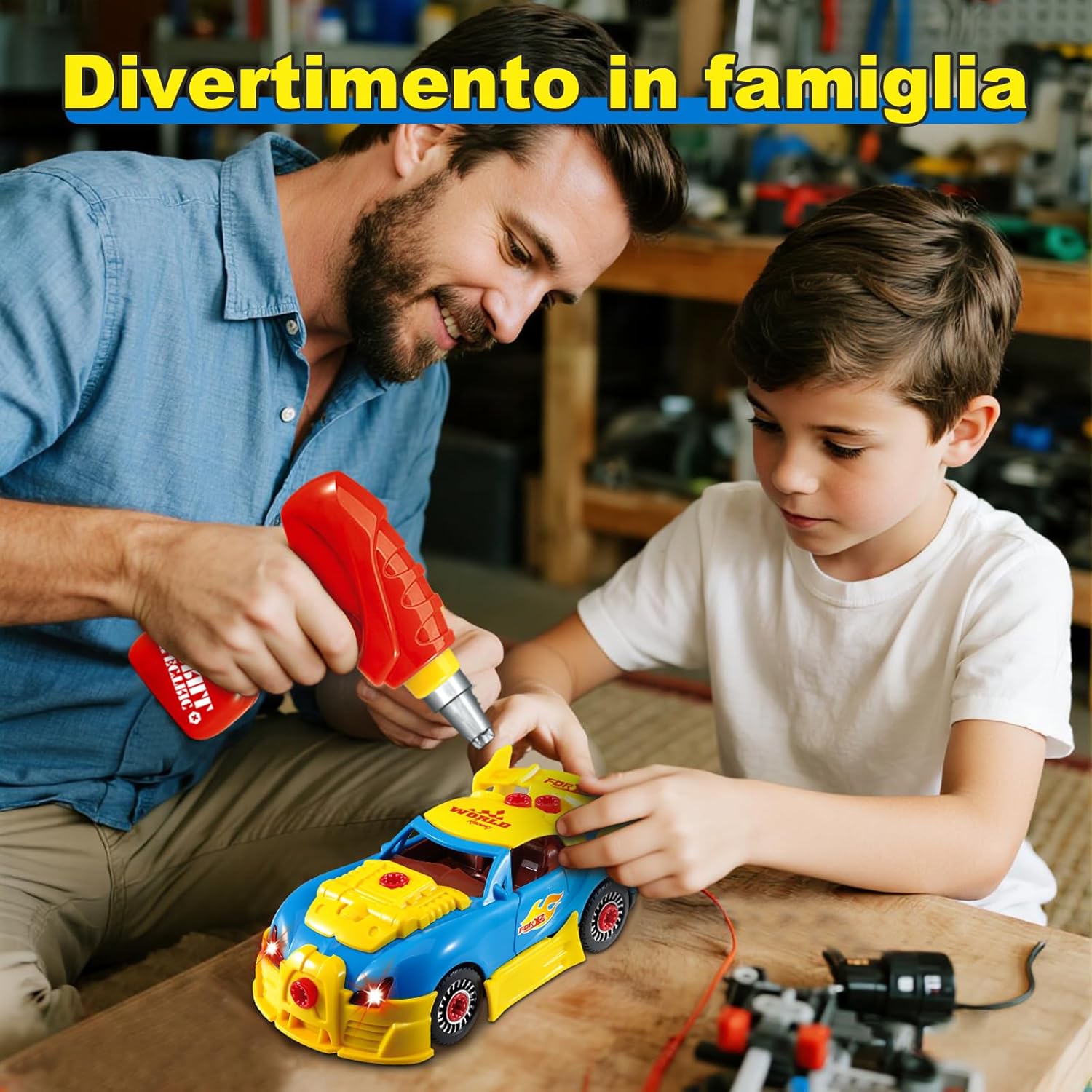 Thumbnail 6 de Pup Go: modellini auto da costruire per bambini (3-5 anni), 30 pezzi con trapano elettrico di simulazione, suoni e LED
