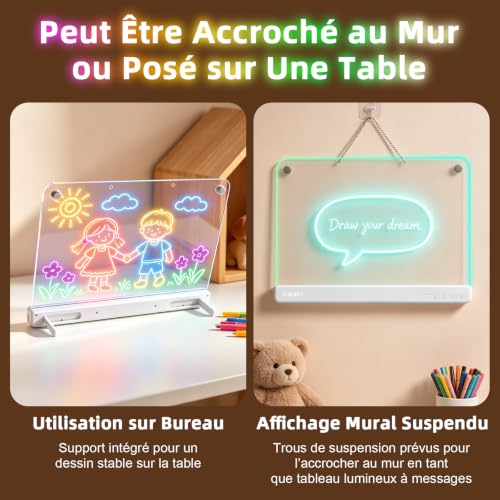 Thumbnail 5 de Awatty Tableau Lumineux LED Rechargeable – Planche à Dessin 16 pouces pour Enfants 4–12 ans