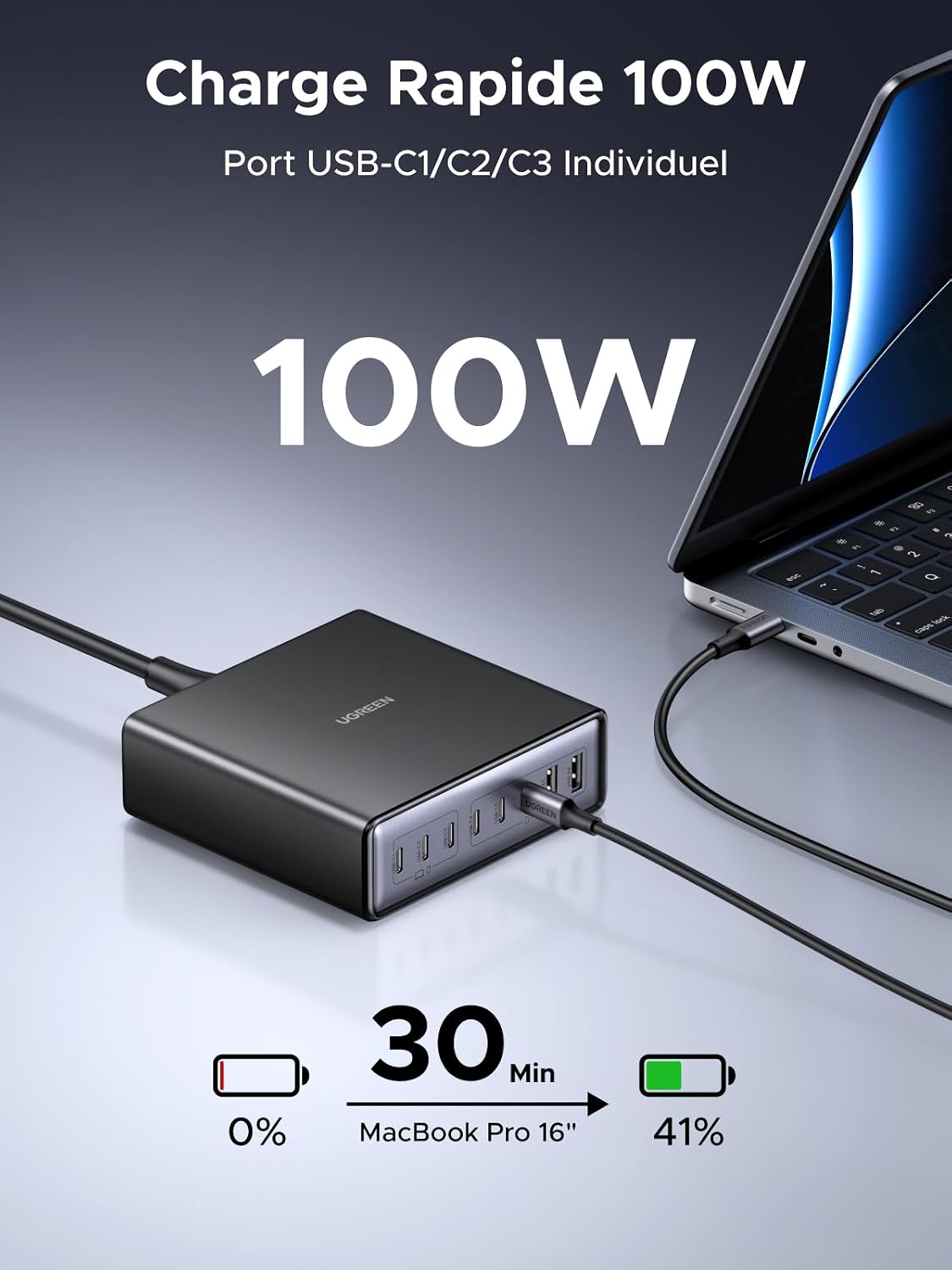 Detalle de UGREEN Zapix 200W 8 ports station USB C