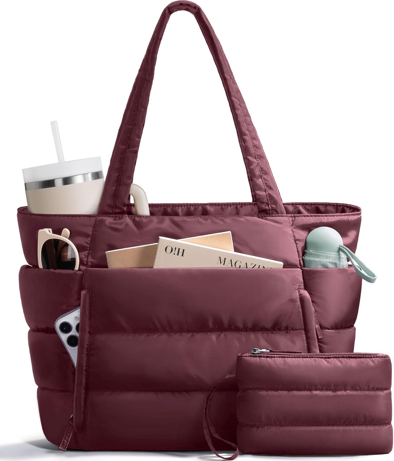 Detalle de Bagstellar Puffer Tote Bag, 16-Pocket 20L Work Tote with 15.6-Inch Laptop Sleeve