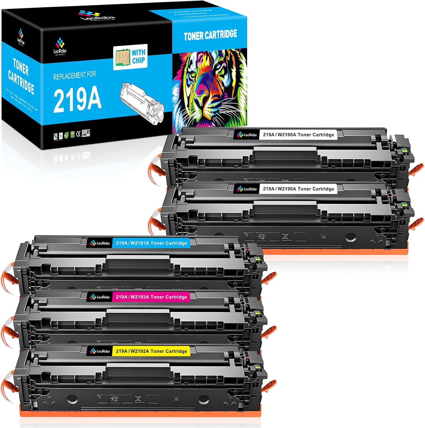 LeciRoba Toner 219A (confezione da 5) per HP Color LaserJet Pro 3202/3302 – con chip, resa contenuta
