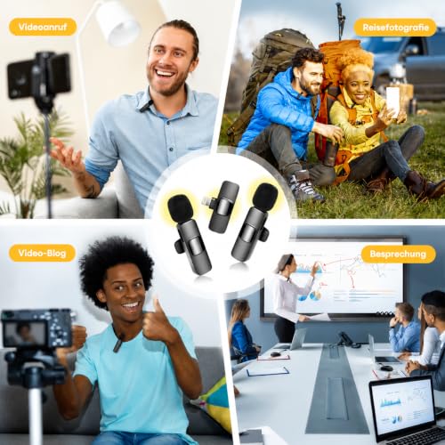 Thumbnail 7 de Qhot Kabelloses Lavalier Mikrofon für iPhone, Android & Handy – USB-C & Lightning, 10h Akku, 2,4 GHz Wireless