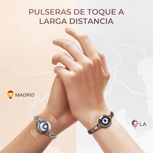 Detalle de TOTWOO Pulseras Inteligentes de Pareja: toque, vibración e iluminación a distancia en acero 316