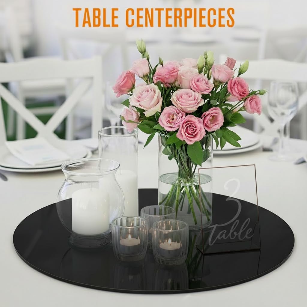 Detalle 2 de Houseables Round Mirror Centerpiece Trays, 8-Inch