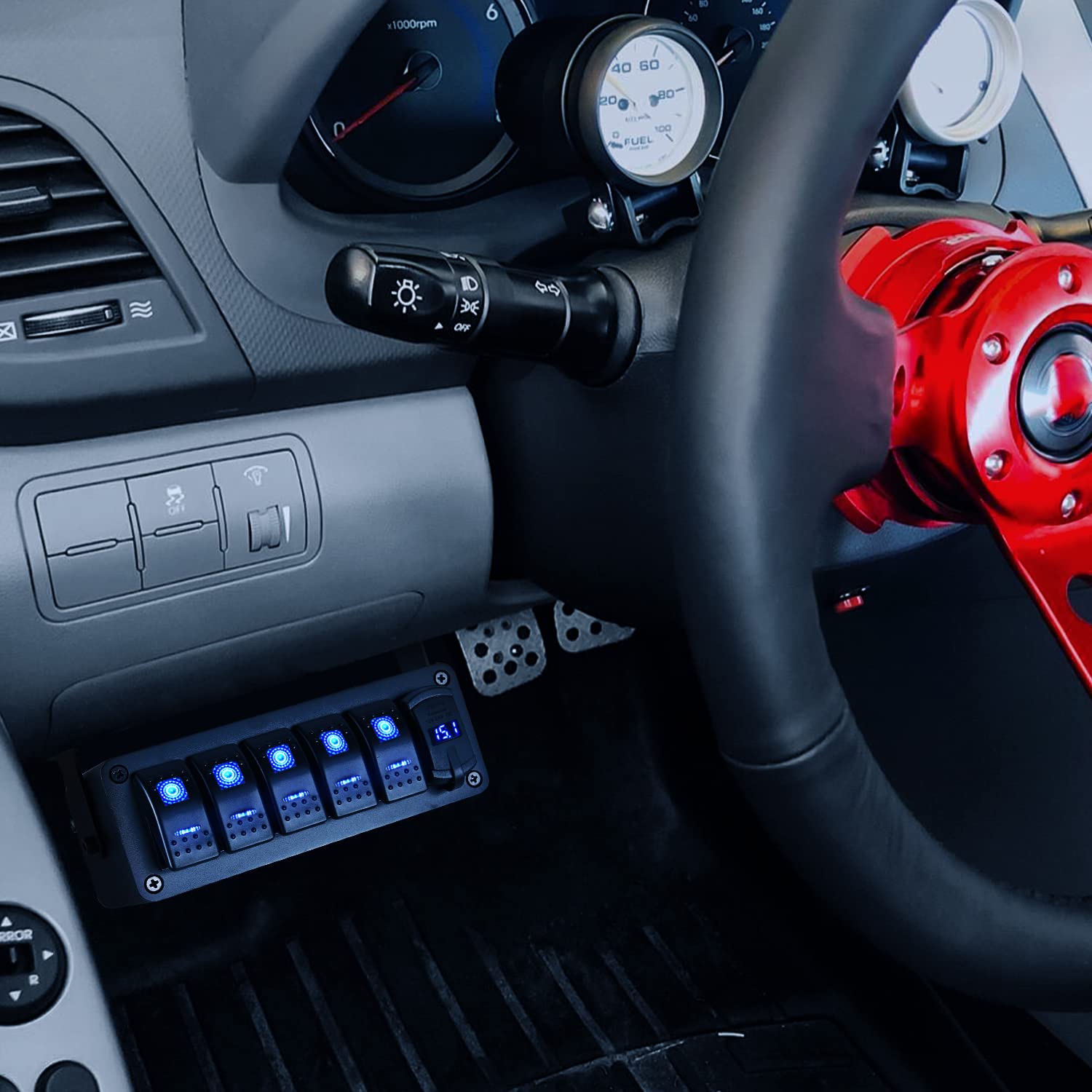Thumbnail 5 de Nilight 2 Gang Rocker Switch Box 12V with PD Type-C USB, QC 3.0, Voltmeter, and Waterproof Aluminum Panel