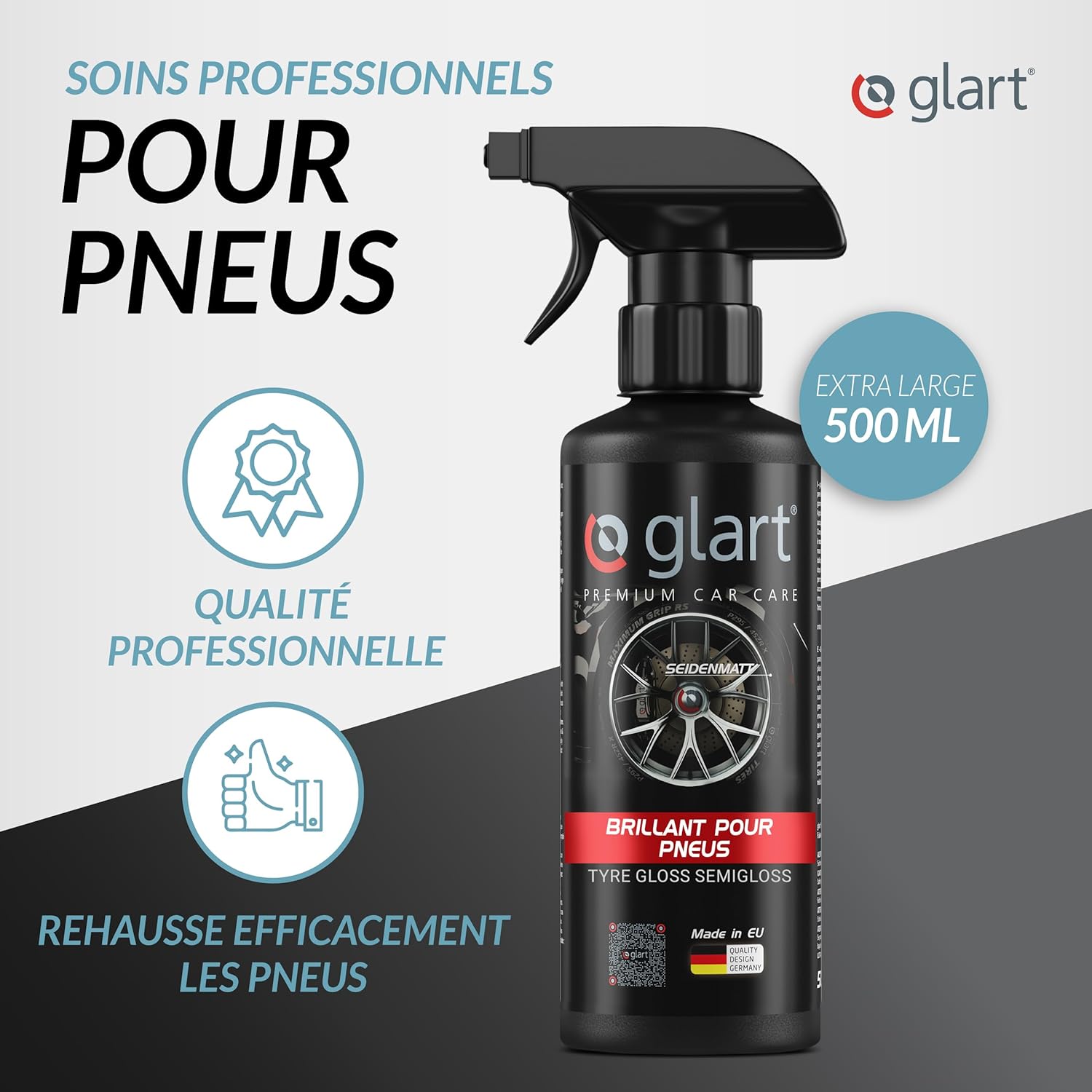 Thumbnail 1 de Glart 45RK Brillance pneus 500 ML avec éponge – Finition satinée et protection UV