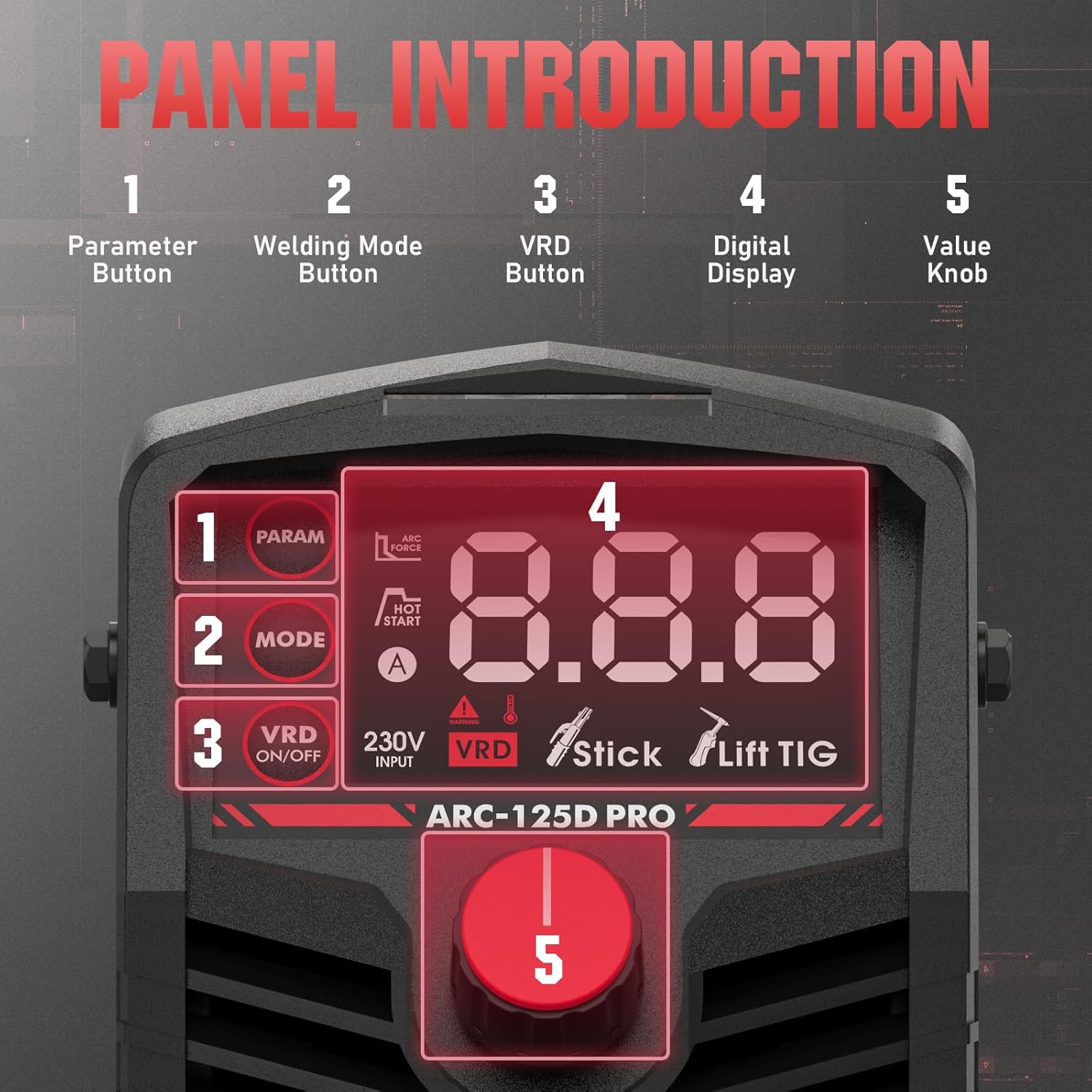 Thumbnail 3 de YESWELDER Saldatrice Inverter MMA 125A con display LED e avvio a caldo regolabile (ARC/VRD)