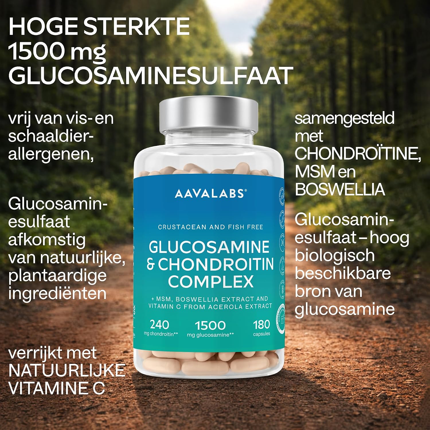 Thumbnail 1 de AAVALABS Glucosamine-complex met chondroïtine, MSM, Boswellia en vitamine C