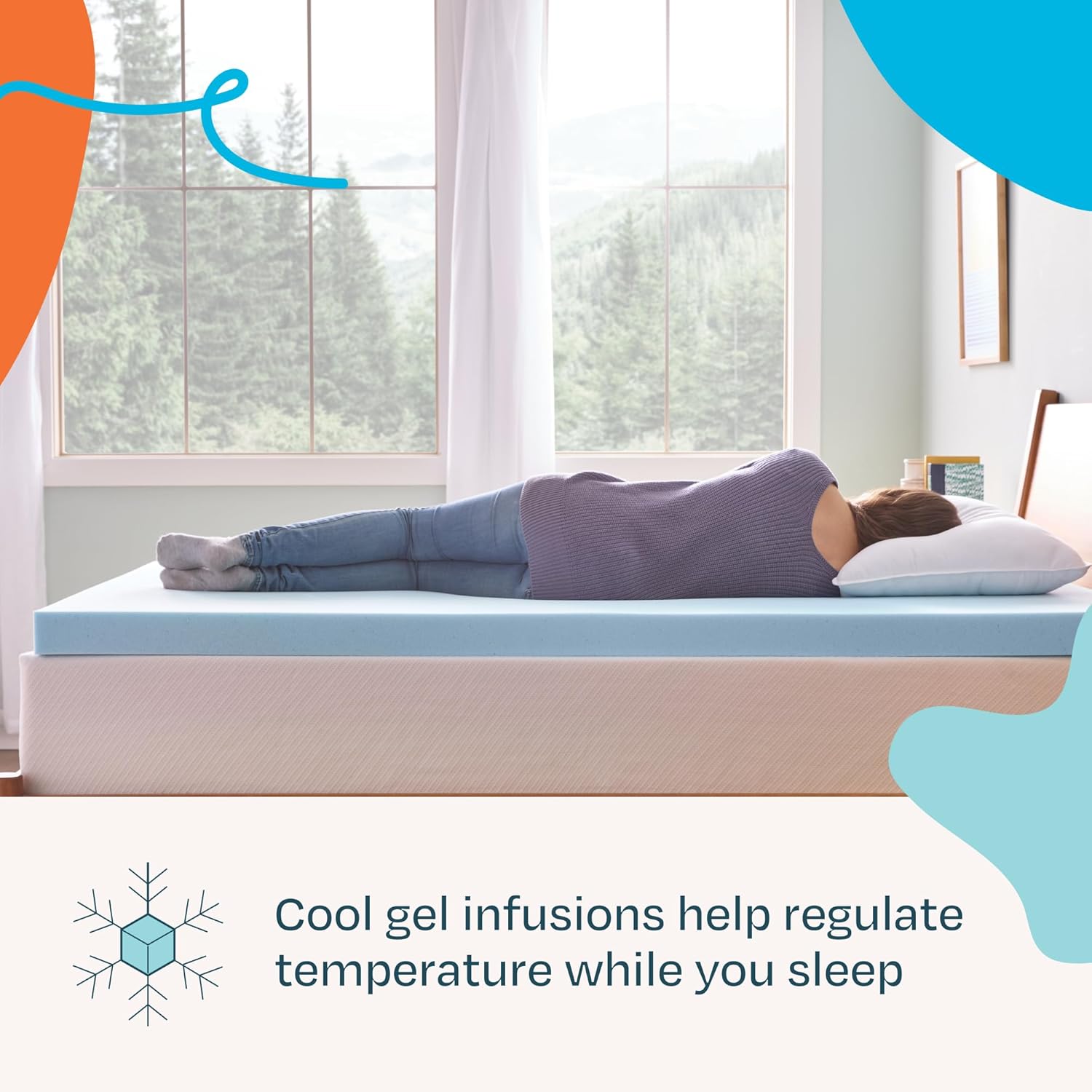 Detalle de Linenspa Memory Foam Mattress Topper, Twin XL (3 Inch) – Gel-Infused Plush Comfort with Cooling