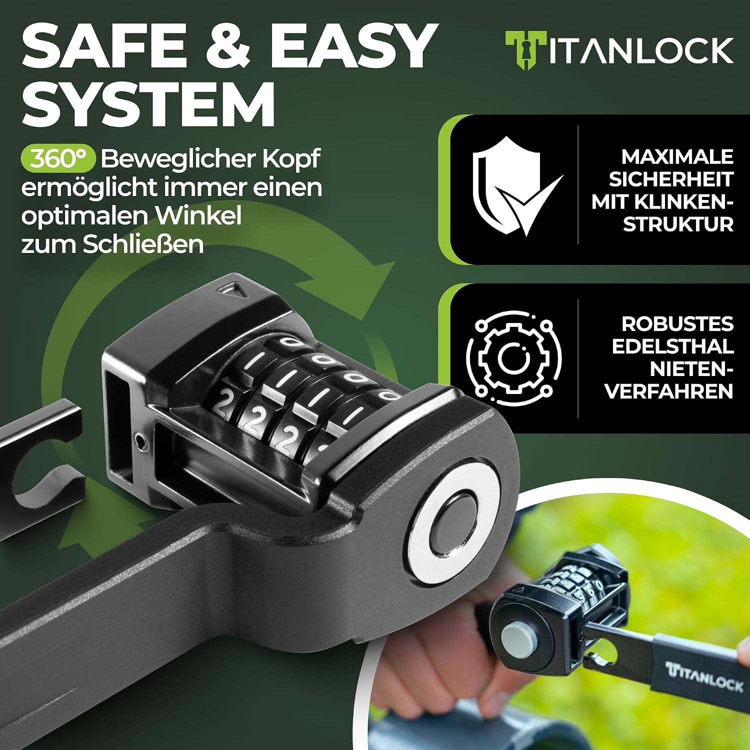 Detalle 2 de Titanlock Faltschloss mit Zahlencode 10/10
