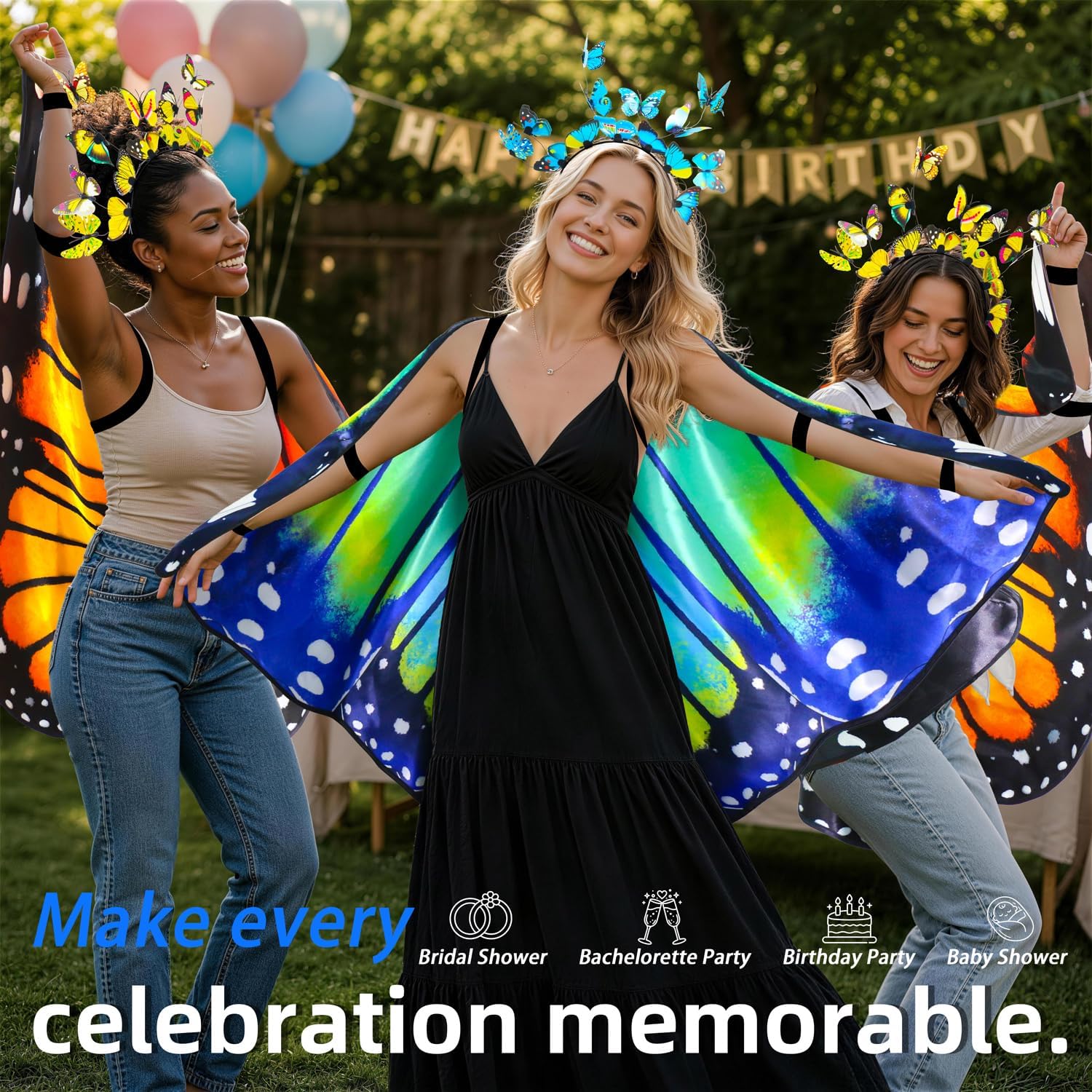 Detalle de Butterfly Wings Costume for Women in 75D Satin