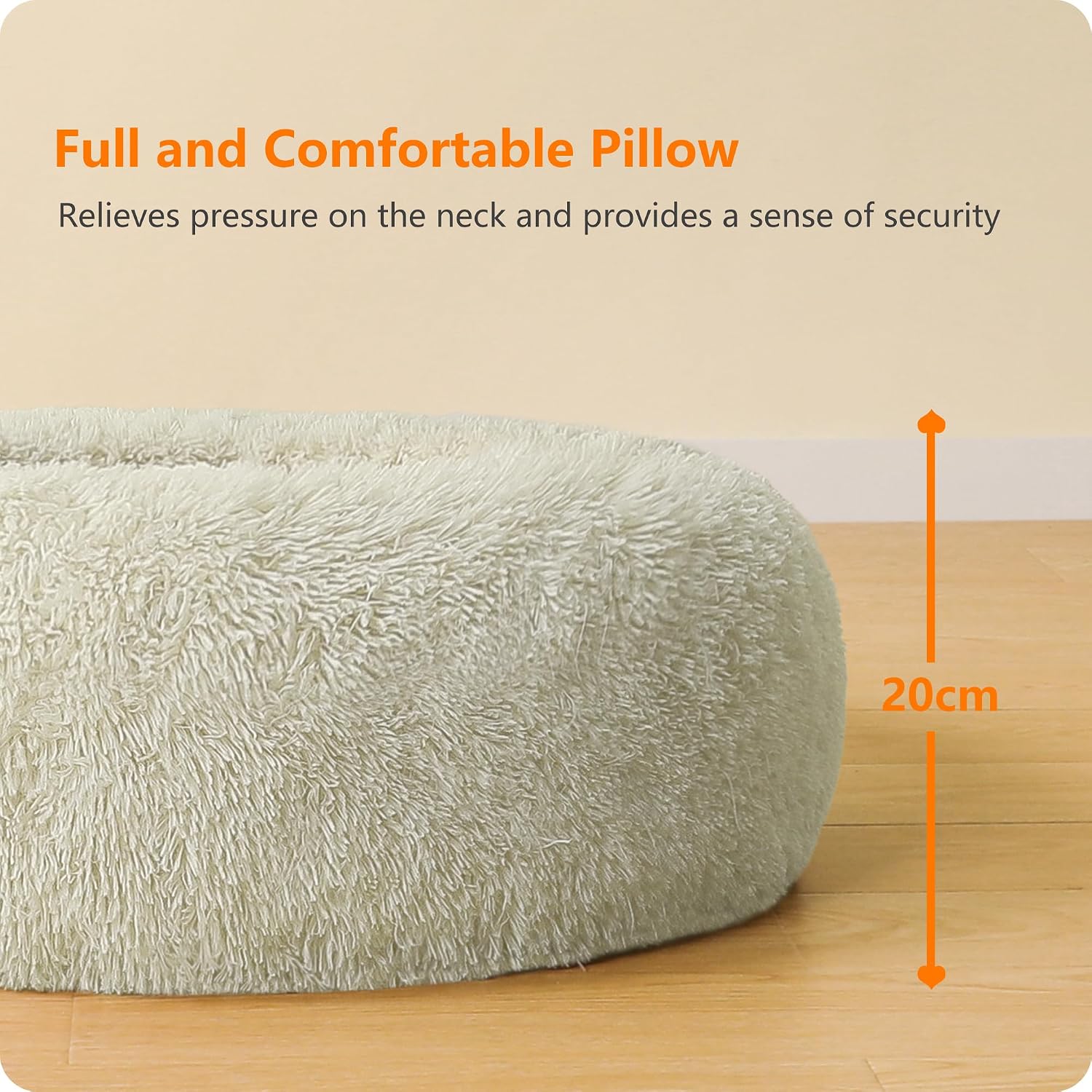 Thumbnail 6 de HMTOPE Orthopädisches rundes Hundebett – Donut Kuschelkissen, 100 cm Ø, Beige, waschbar