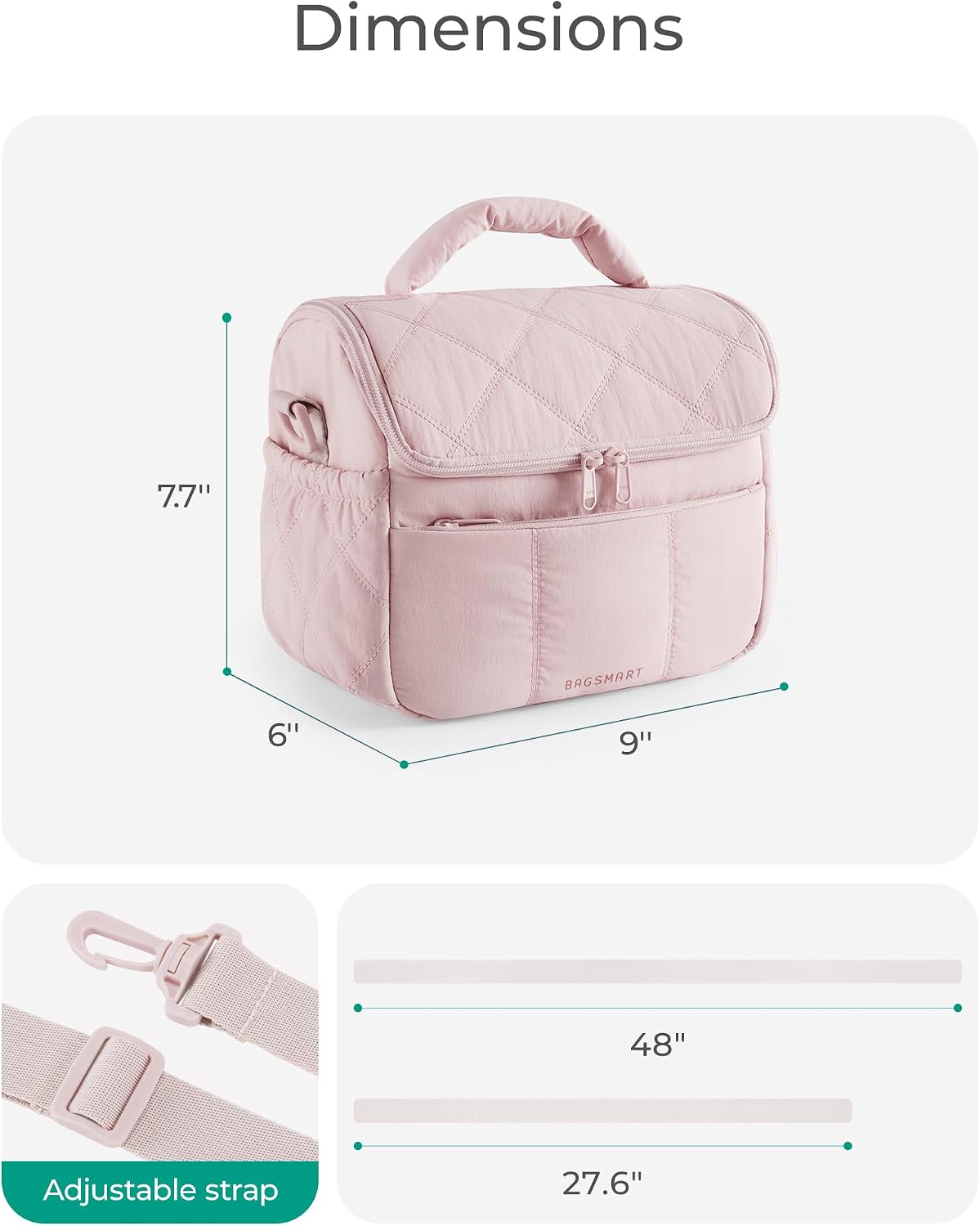 Thumbnail 4 de BAGSMART Insulated Lunch Bag for Women – Cute Quilted, Lightweight Waterpoof Lunch Tote