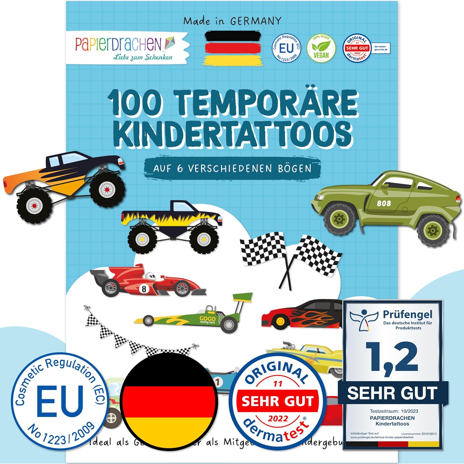 Detalle de Papierdrachen Kindertattoos Set 25