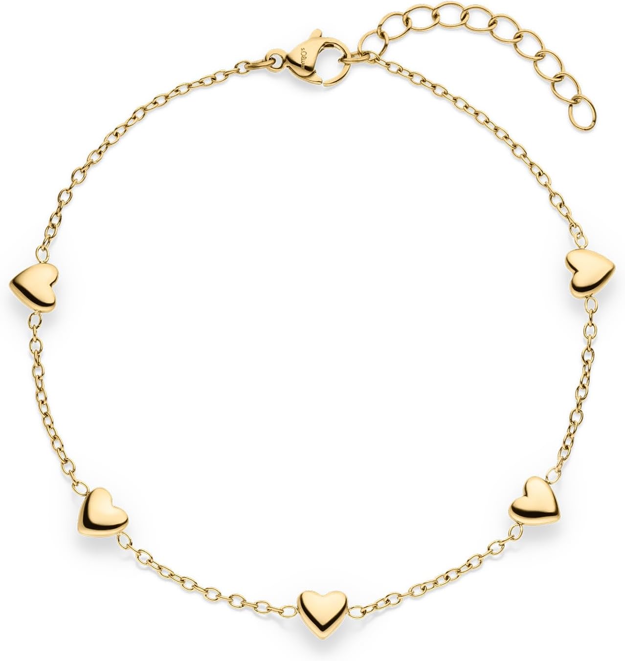 Detalle de s.Oliver Damen Schmuck – Fußkette aus Edelstahl 270 mm, Herz-Charme, Karabinerverschluss – Elegant, langlebig und als Geschenkidee