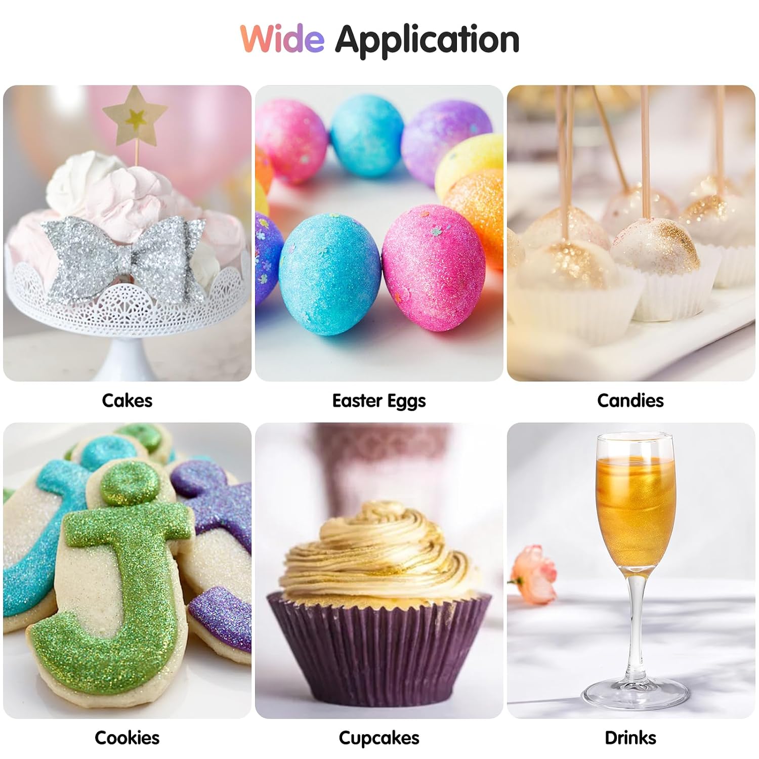 Thumbnail 6 de CRPTHE Edible Luster Dust Set, 6 Colors for Drinks, Baking, and Desserts