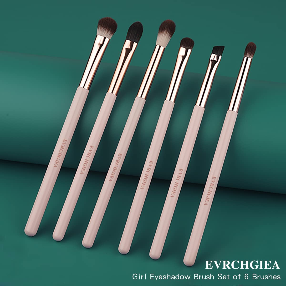 Detalle de Eye Makeup Brush Set, 6 Pcs – Professional Blending Brushes with Soft Vegan Bristles & Wood Handle