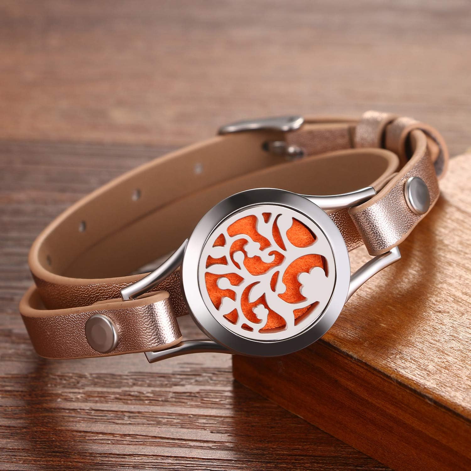 Thumbnail 6 de Bracelet diffuseur d’huiles essentielles Cupimatch « Arbre de Vie » en acier inoxydable, aimanté, avec 10 coussinets rechargeables