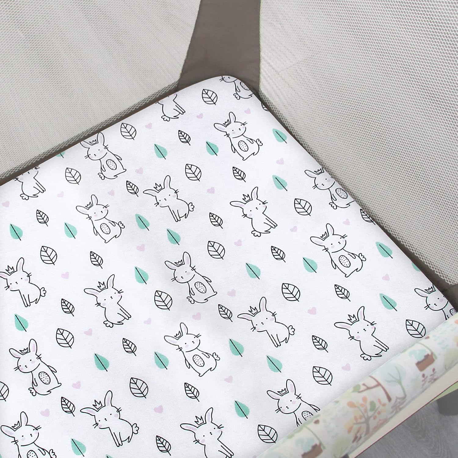 Thumbnail 5 de Moonsea Mini Crib Sheets, 2-Pack Microfiber Playard Fitted Sheets, Stars & Bunny