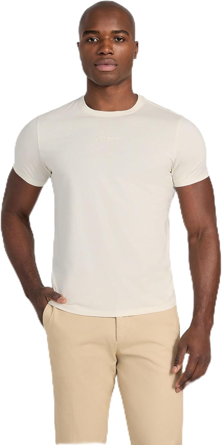 Detalle de Guess Maglietta da uomo a maniche corte con ricamo GUESS Pima Crew