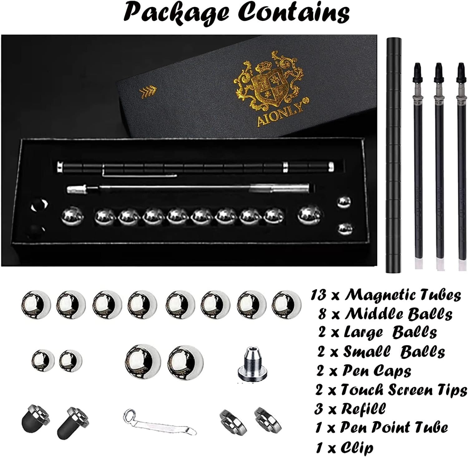 Thumbnail 5 de Aionly Fidget Magnetic Pen with Ballpoint & Stylus Tips (Black) – magnetic ring fidget writing pen gift set