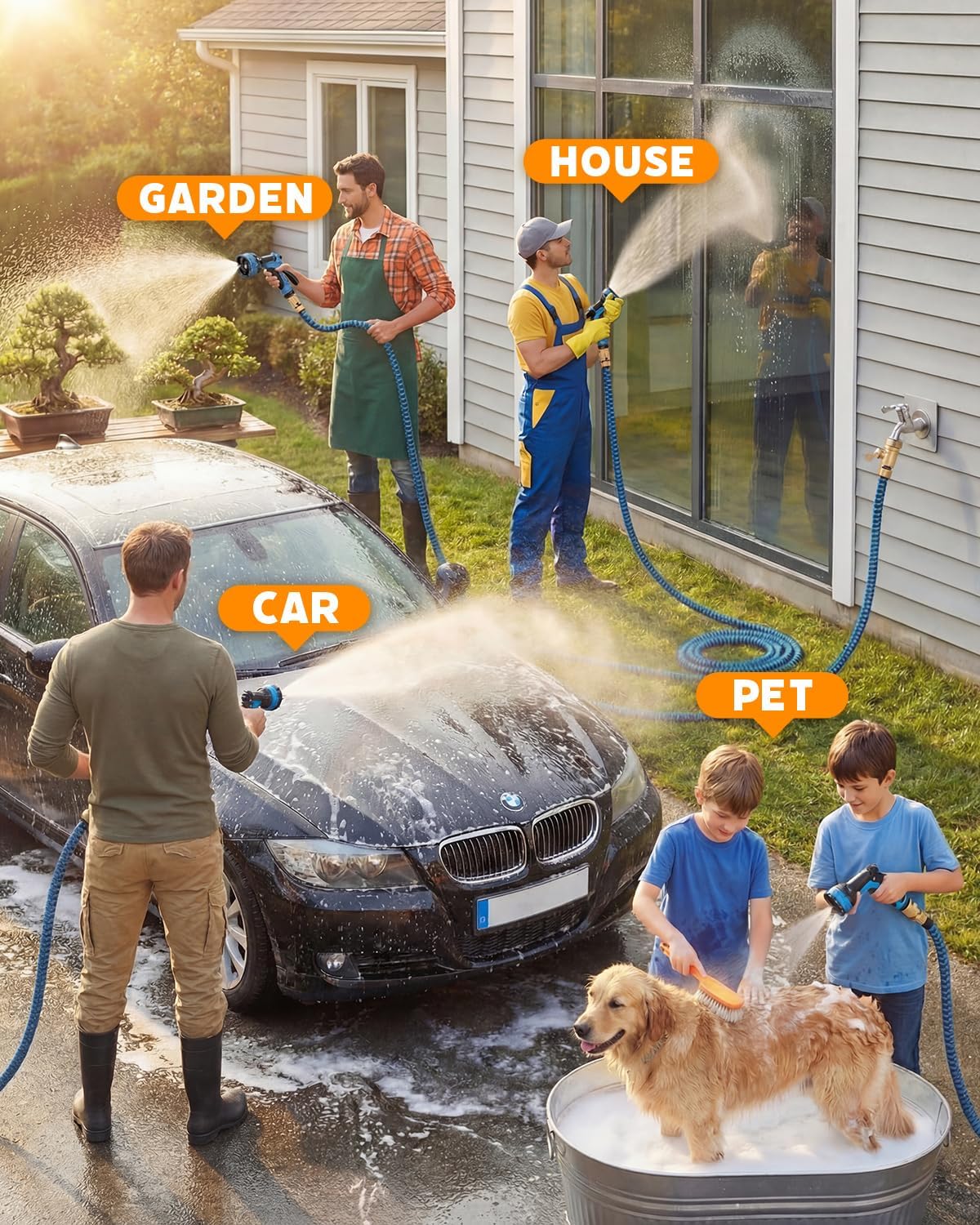 Thumbnail 6 de Evviee 100FT Expandable Garden Hose Pipe with 10-Pattern Spray Nozzle