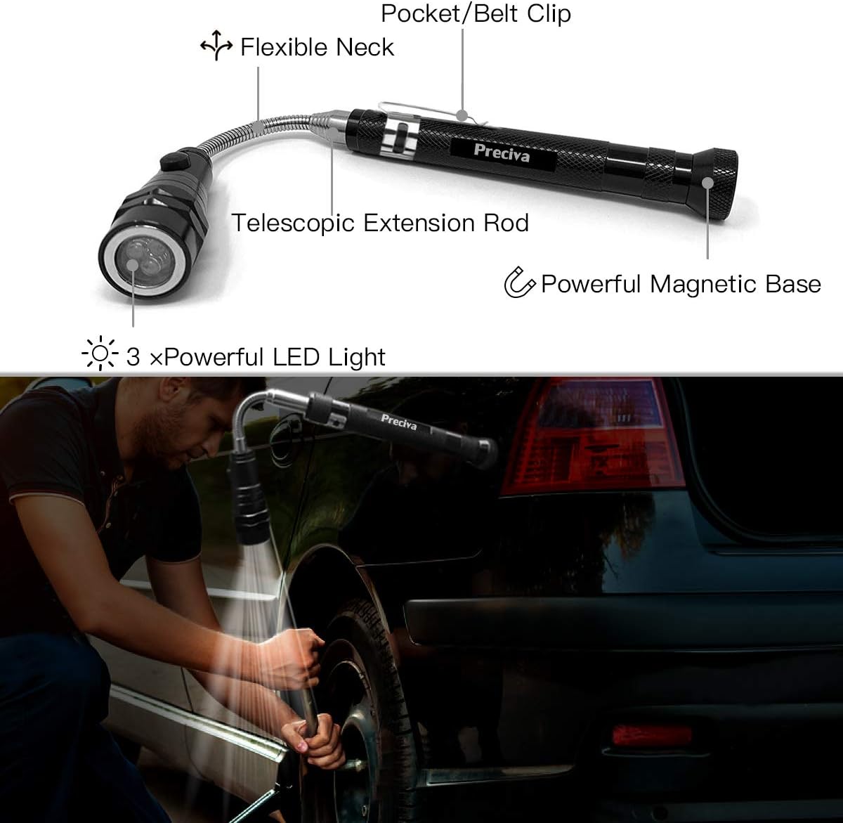 Detalle 2 de 5 PCS Outil de Préhension Magnétique Télescopique LED