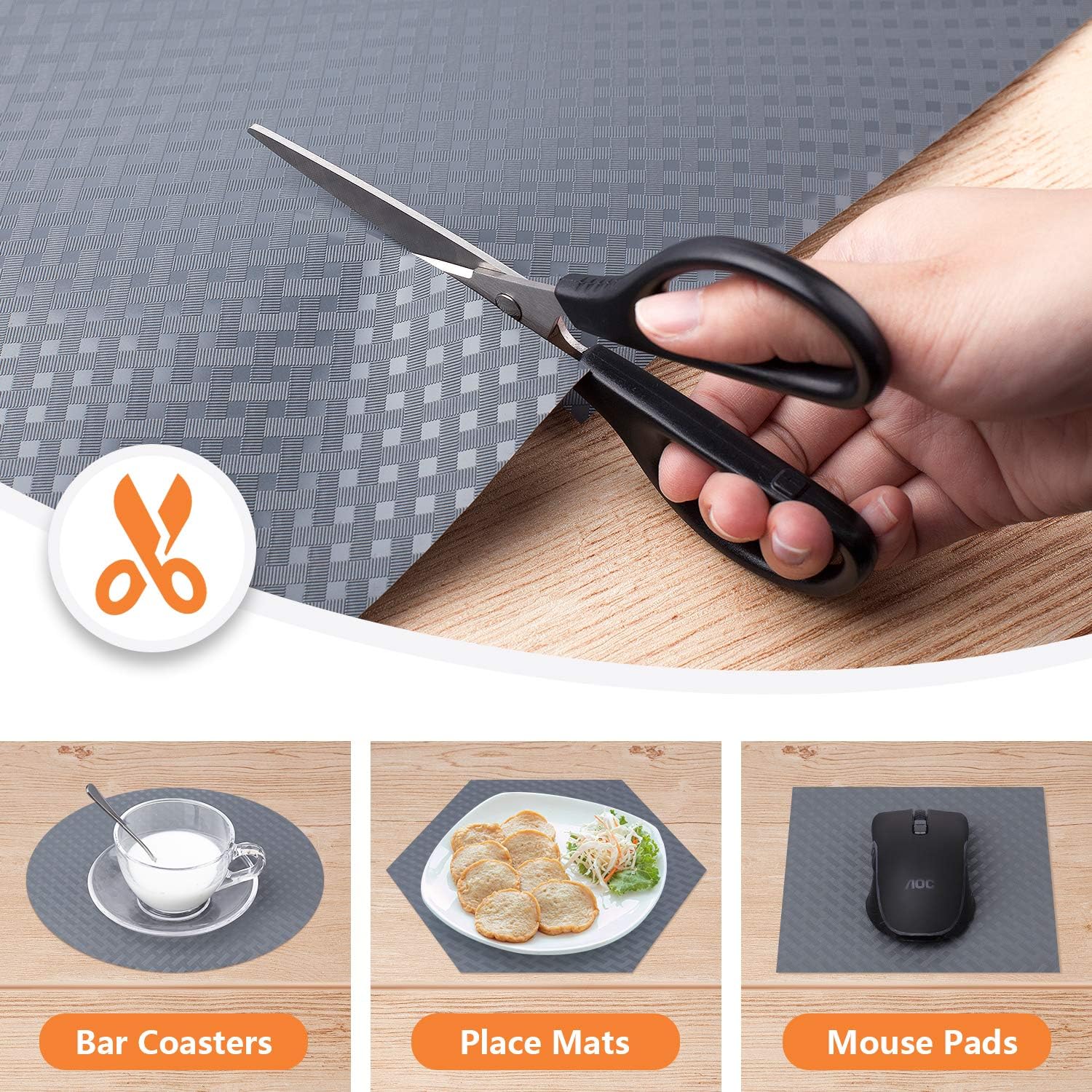 Thumbnail 2 de Shelf Liners for Kitchen Cabinets and Refrigerator – Waterproof EVA, Non-Slip, 17.5 x 393.7 inches (Gray)