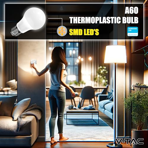 Thumbnail 4 de V-TAC 10x Bombillas LED E27 A60 8,5W (806 lúmenes, 6500K) – Nueva generación, bajo consumo