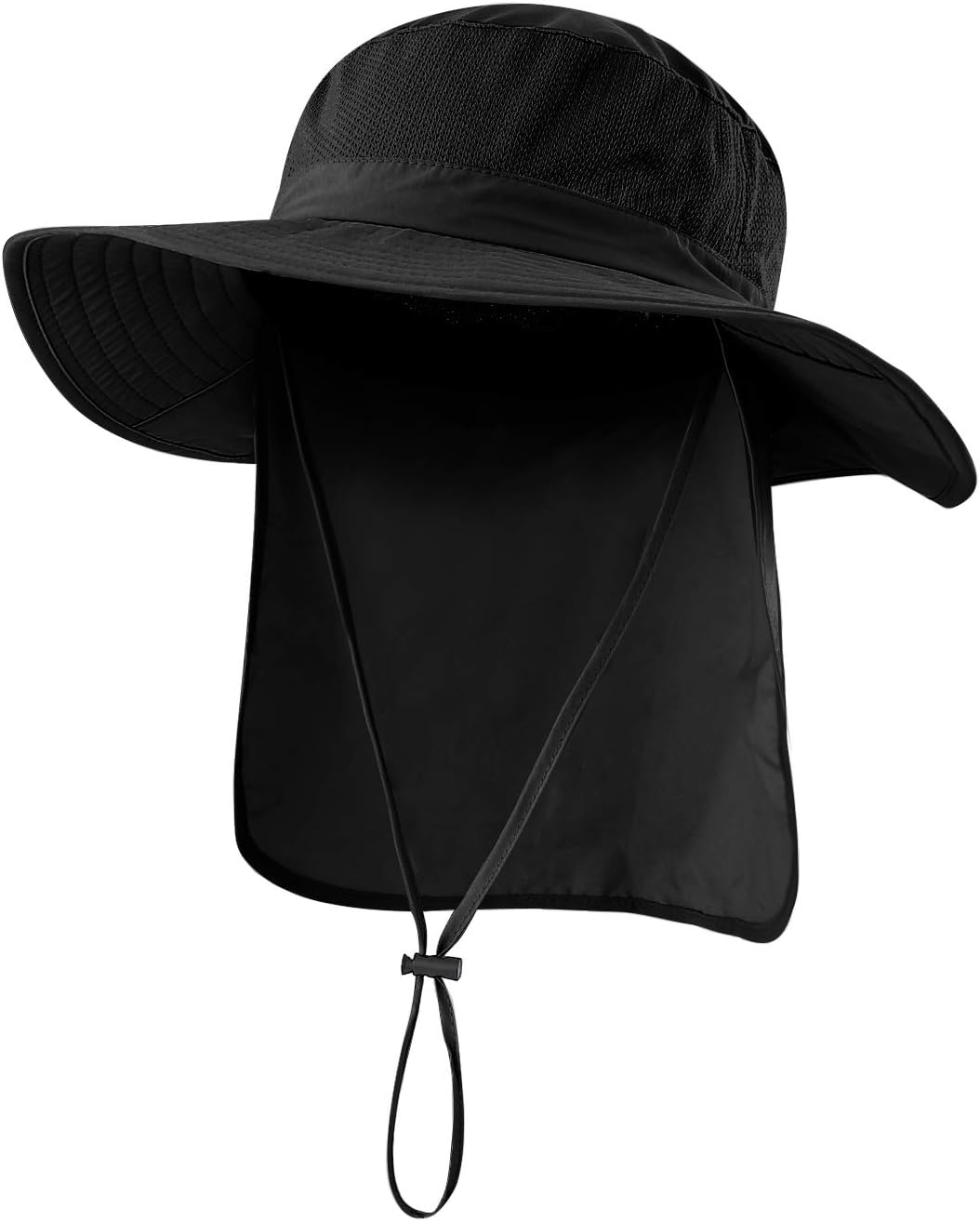 Detalle de Home Prefer Outdoor UPF50+ Mesh Sun Hat with Neck Flap – Wide Brim Fishing Hat for Men and Women