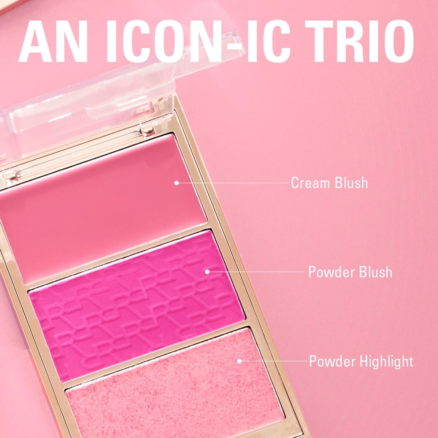 Detalle de Revolution Blush Icon Palette (Authentic Peach) – Hochpigmentierte Creme- & Puder-Rougepalette