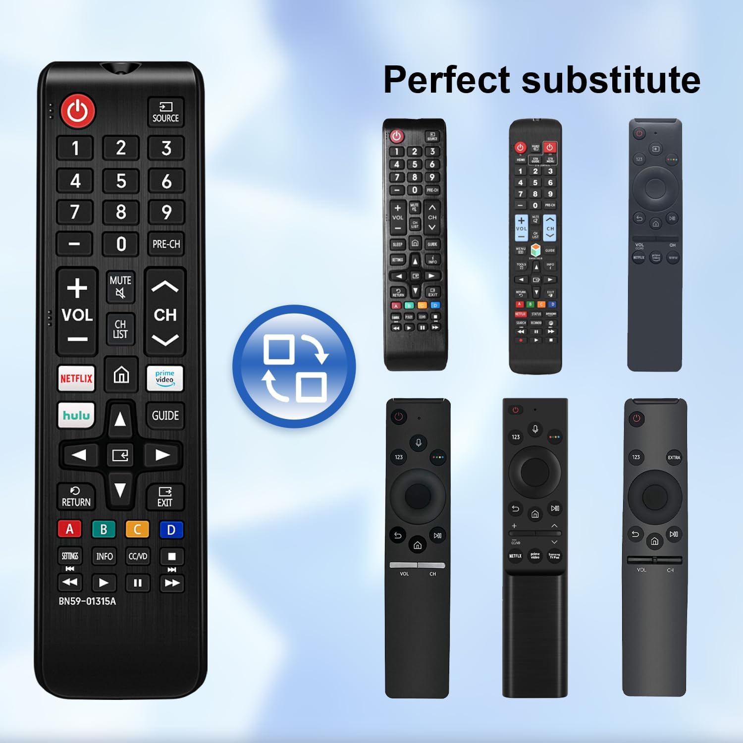 Thumbnail 2 de Universal Replacement Remote for Samsung Smart TV with Netflix, Prime Video, and Hulu Buttons (BN59-01315A)