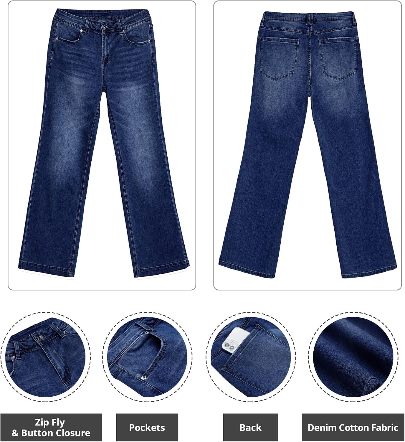 Detalle 2 de GRAPENT Women's Flare Jeans in Stretch Denim