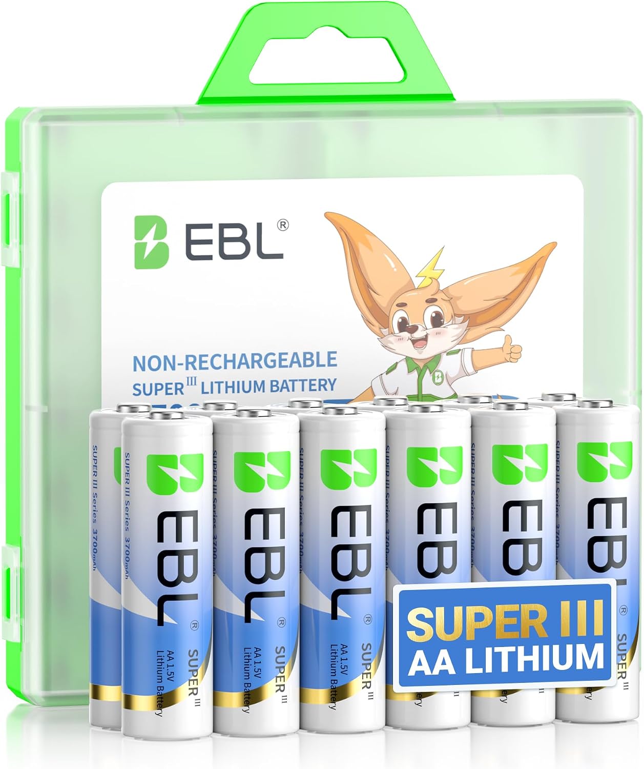 Detalle de EBL Lithium Batterie AA 3700 mAh 12er Set