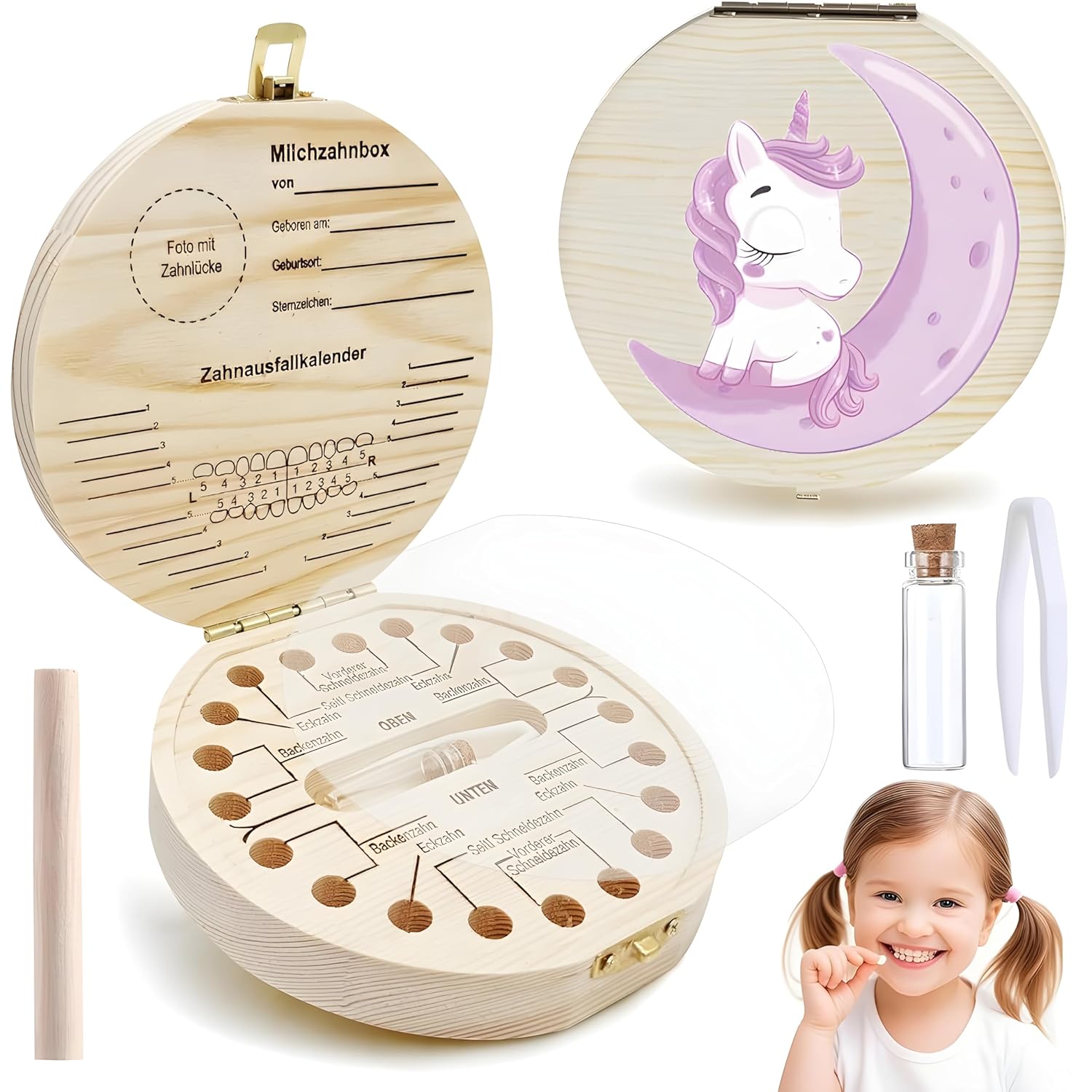 Thumbnail 6 de Shengruili Zahnbox aus Holz für Milchzähne – Aufbewahrungsbox für Baby-Zähne