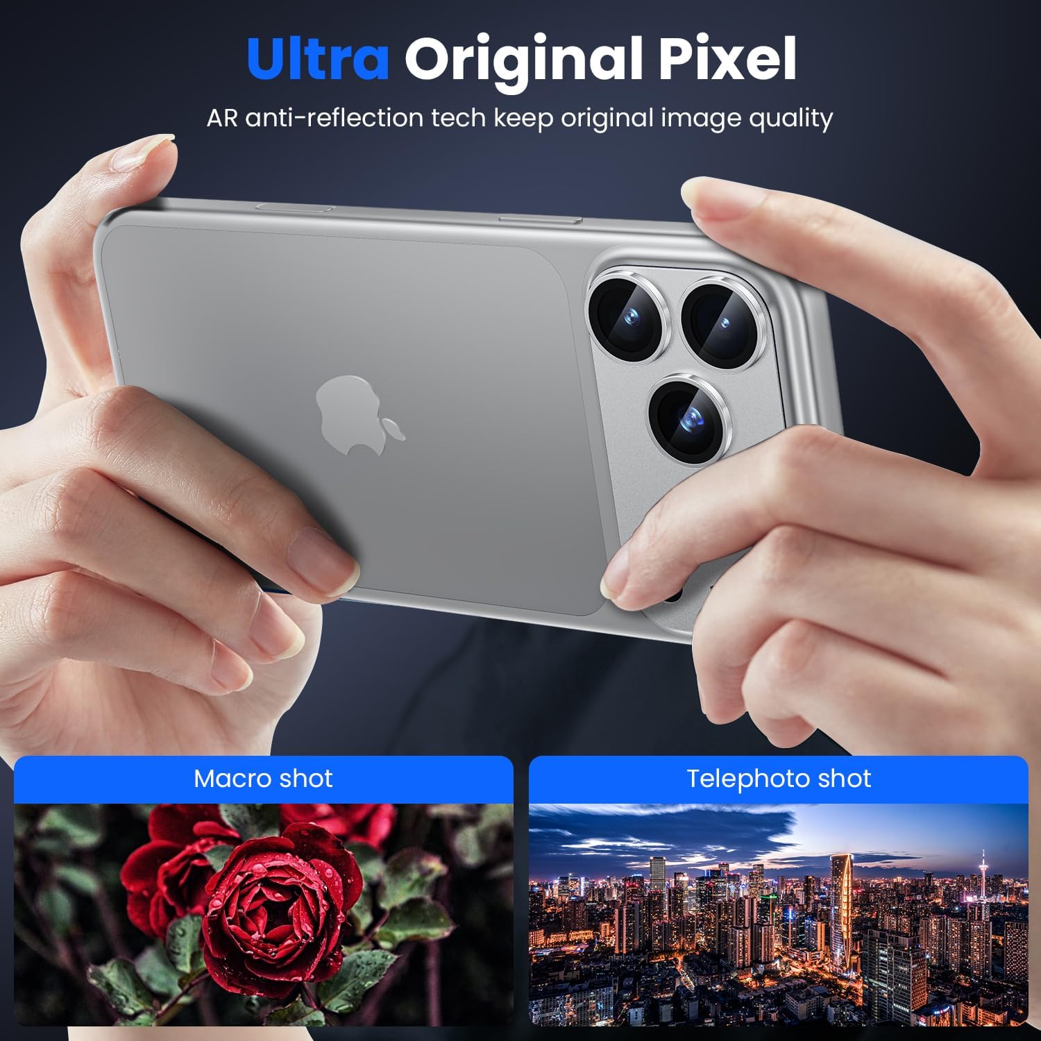 Thumbnail 1 de WSKEN for iPhone 17 Pro Max Camera Lens Protector – Matte Metal Plate, 9H Tempered Glass, Case Friendly