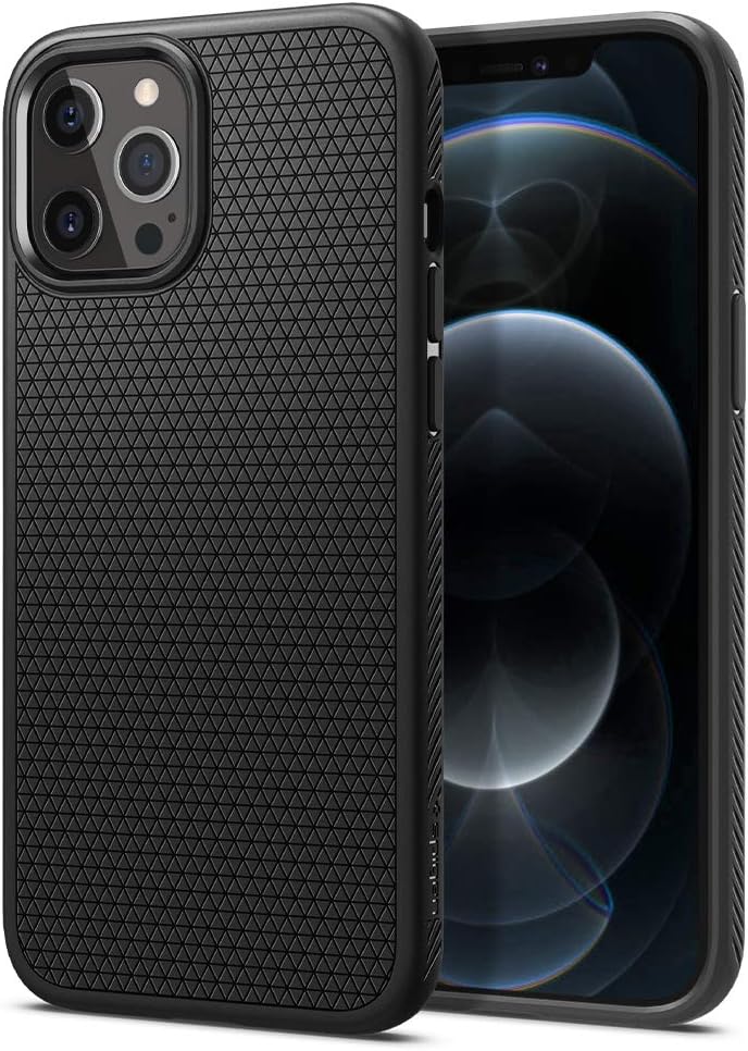 Detalle de Spigen Liquid Air pour iPhone 12 Pro Max – coque noire mat