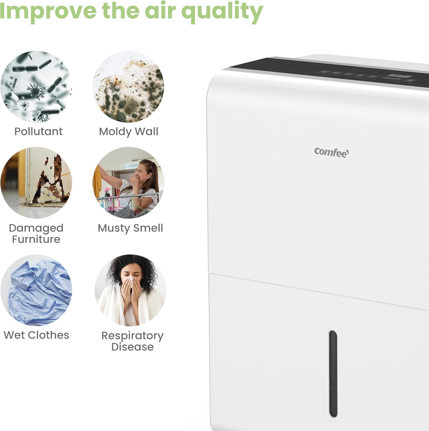 Thumbnail 5 de Comfee Luftentfeuchter MDDP-30DEN7 (30 l/24 h) für bis ca. 180 m³ – Smart-Dehumidifier mit 3-l-Wassertank